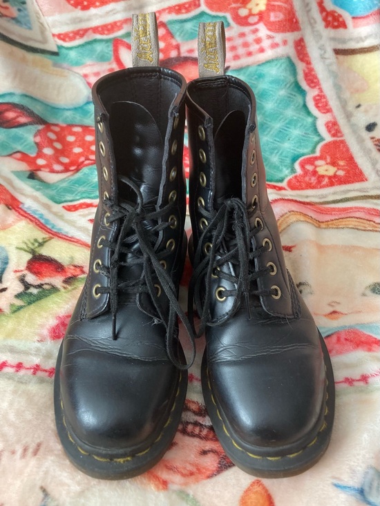 Dr. Martens Shoes - Dr. Martens Black Leather Lace-Up Combat Boots Docs Dr
